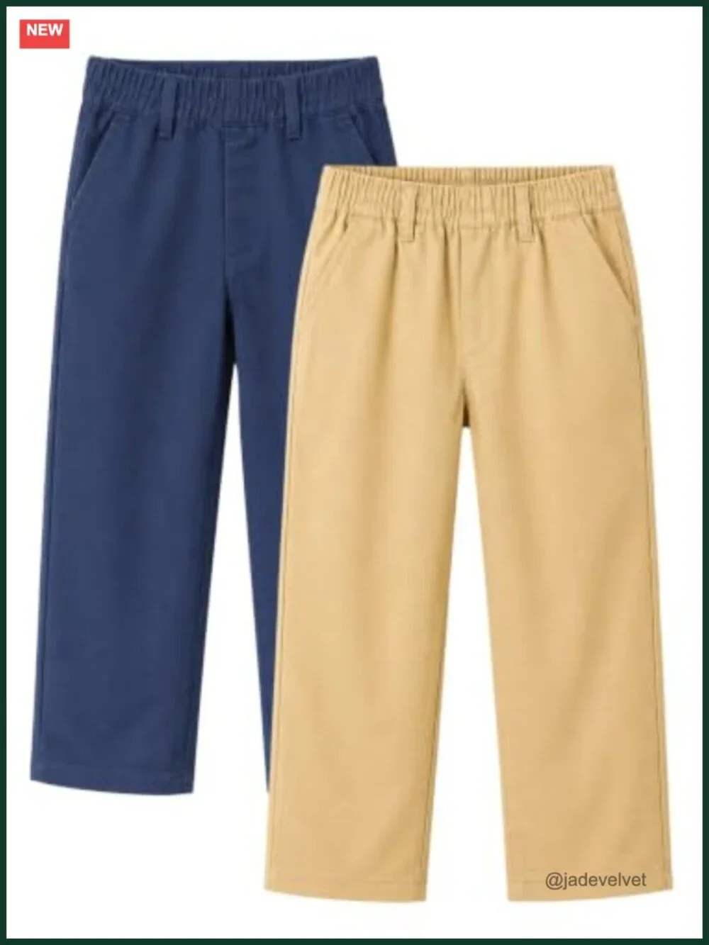 Kids School Uniform Pants Stretch Cotton Chino Trousers 2 Pack